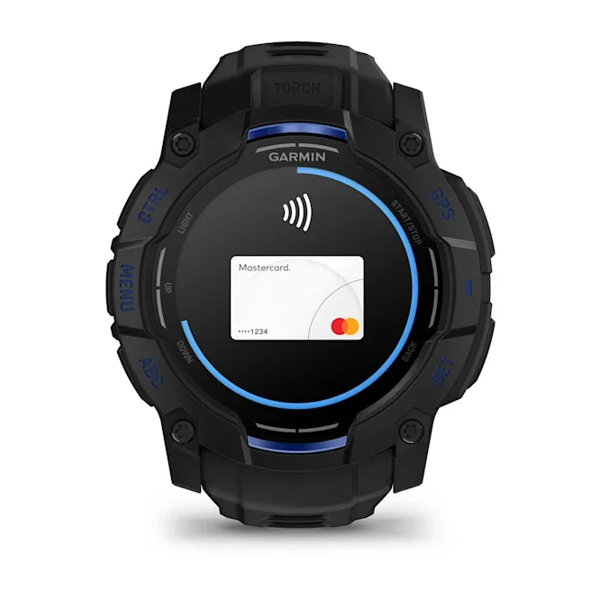 GARMIN Instinct 3 AMOLED Smart Watch - 50 mm, Black with Black/Bolt Blue Band Silicone Band thumbnail